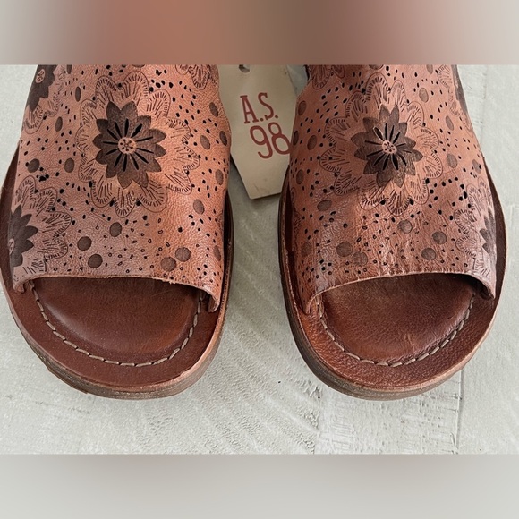 A.S.98 Women's Boho Reiley Floral Whiskey Brown Leather Sandals EU 41 US 10 NWT - Picture 8 of 13